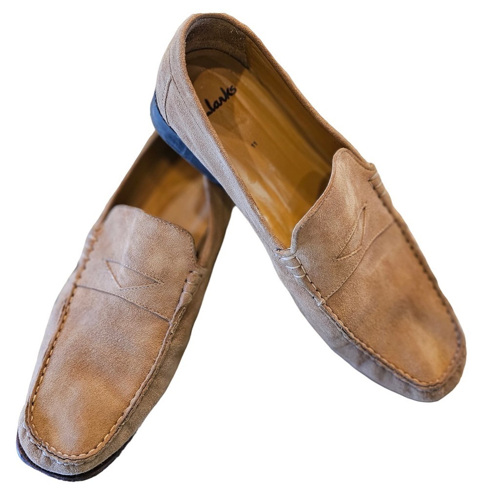 Clarks Driving Shoes Men's Size 11 M Brown Leather Casual Penny Loafers #